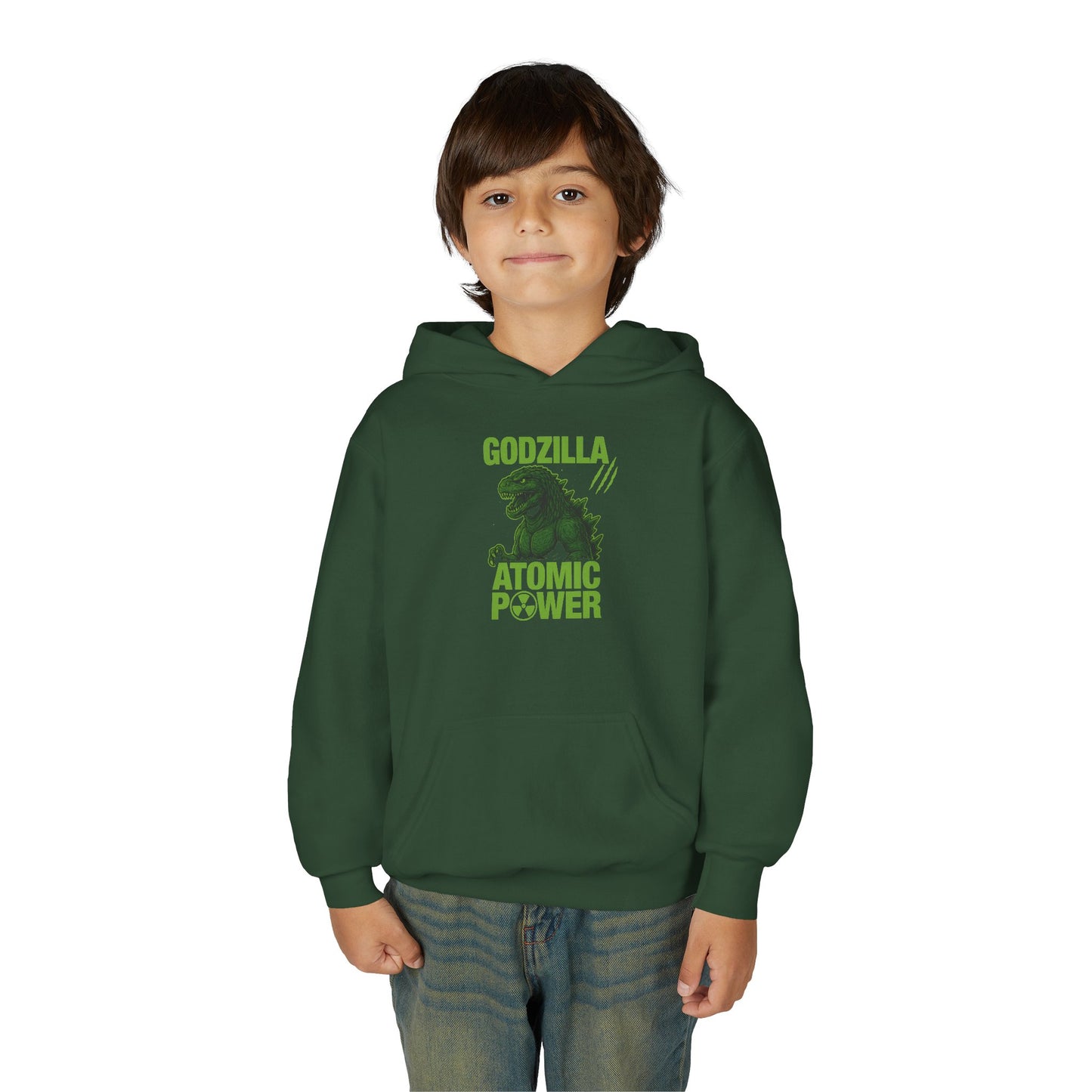 Godzilla Atomic Power Youth Hoodie | Cartoon Sweatshirt for Kids, Dinosaur Gift, Movie Merch, Cool Hoodie for Boys and Girls