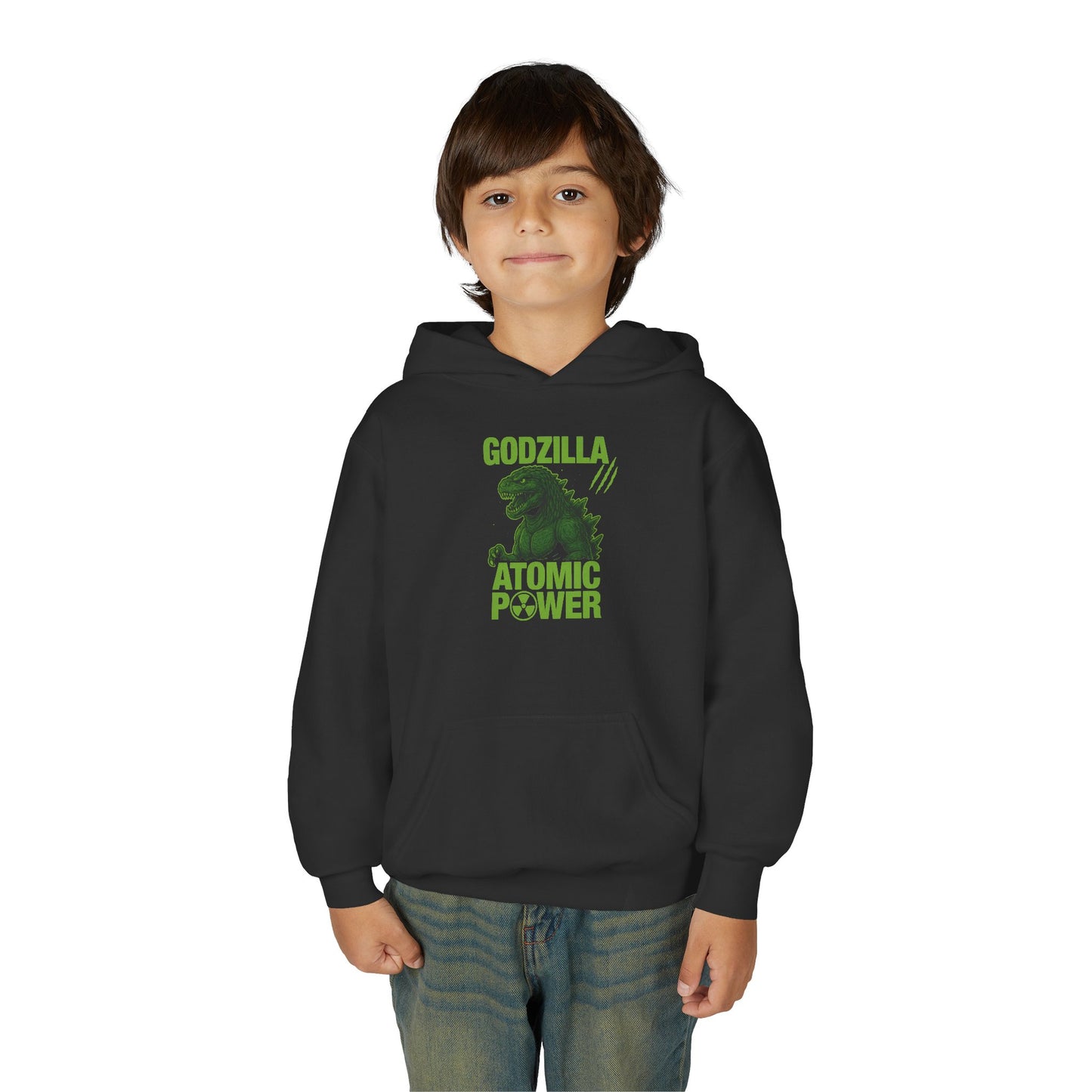 Godzilla Atomic Power Youth Hoodie | Cartoon Sweatshirt for Kids, Dinosaur Gift, Movie Merch, Cool Hoodie for Boys and Girls