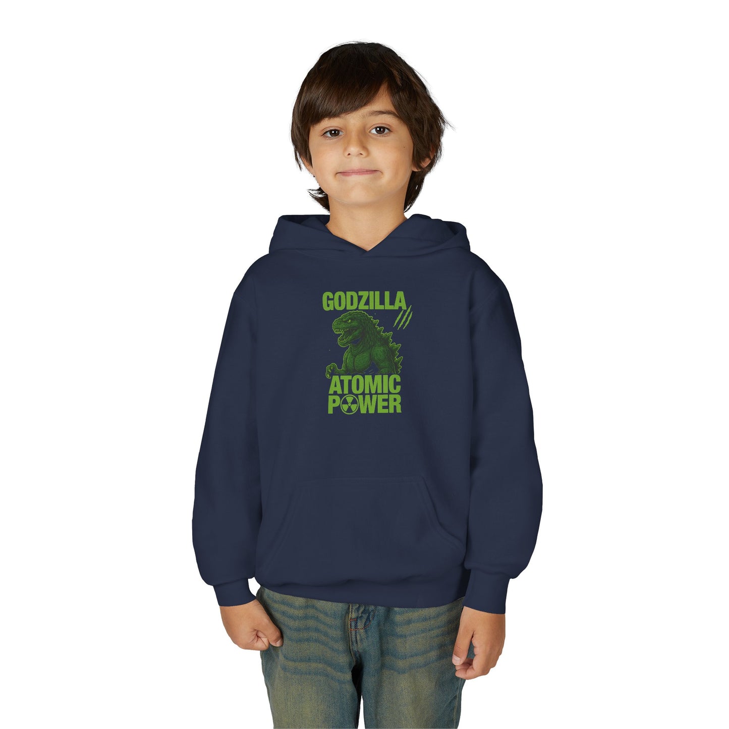 Godzilla Atomic Power Youth Hoodie | Cartoon Sweatshirt for Kids, Dinosaur Gift, Movie Merch, Cool Hoodie for Boys and Girls