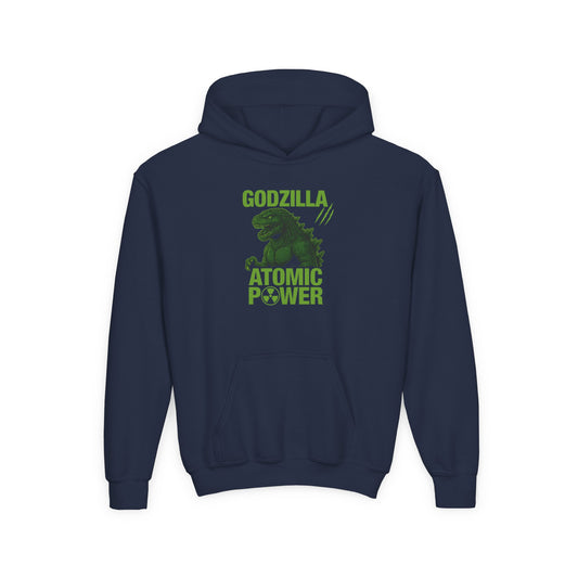 Godzilla Atomic Power Youth Hoodie | Cartoon Sweatshirt for Kids, Dinosaur Gift, Movie Merch, Cool Hoodie for Boys and Girls