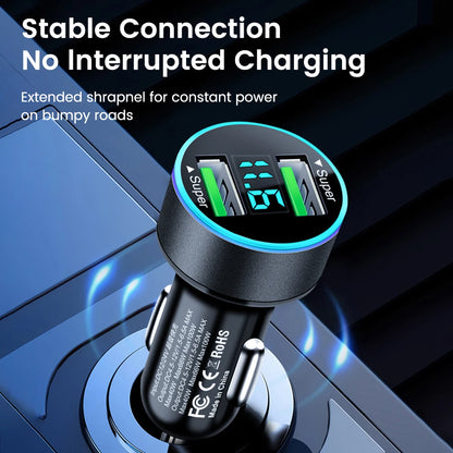 200W Car Charger Dual USB Ports Super Fast Charging